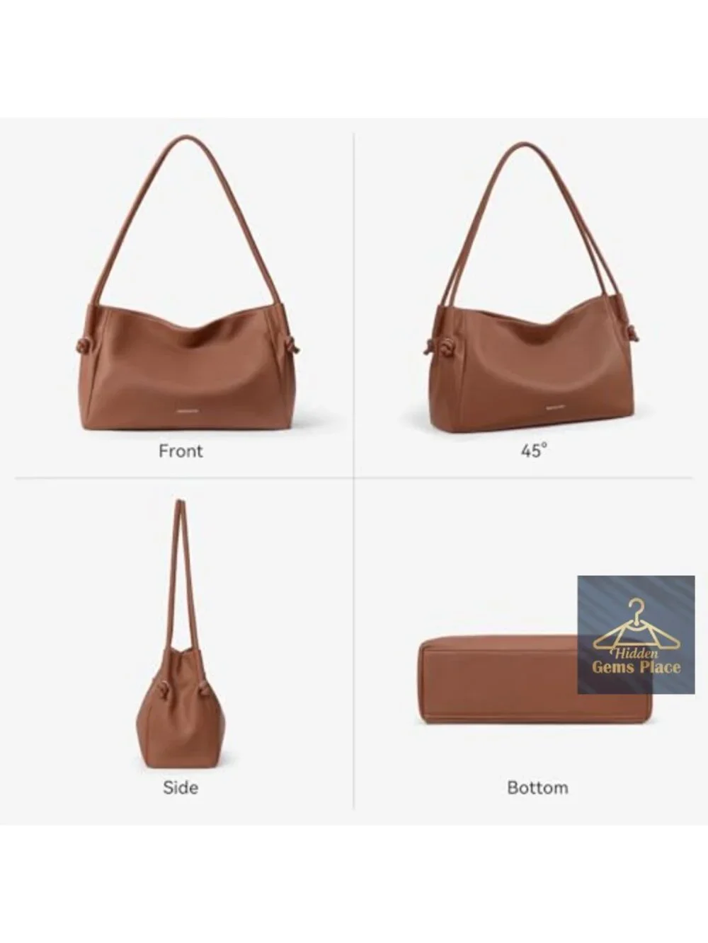 Pebbled Vegan Leather Hobo Shoulder Bag with Multi-Pockets